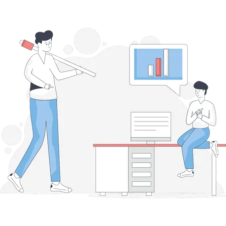 Boy mining business data  Illustration
