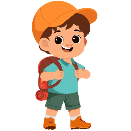 Boy on a Hiking Adventure  Illustration