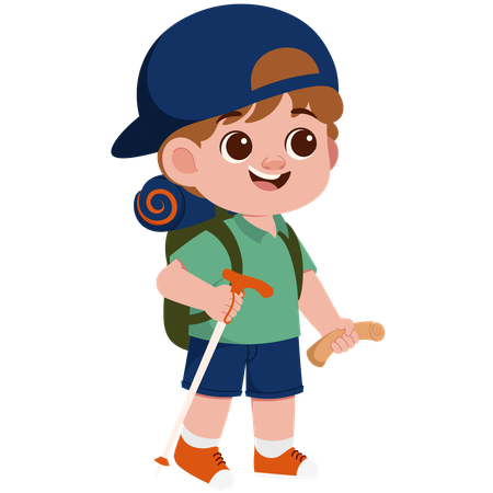 Boy on a Hiking Adventure  Illustration