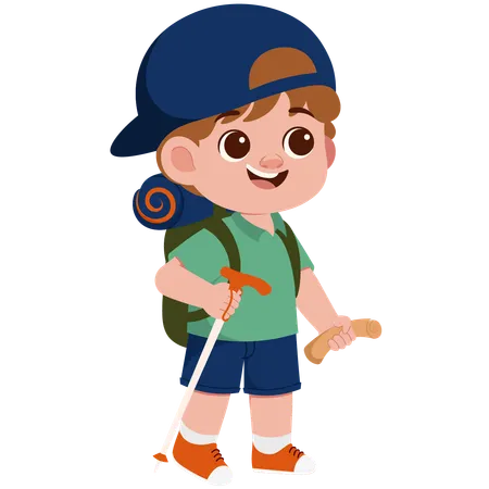 Boy on a Hiking Adventure  Illustration