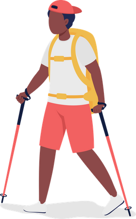 Boy on Nordic walk  Illustration