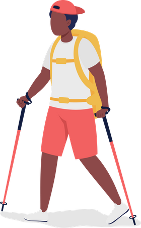 Boy on Nordic walk  일러스트레이션