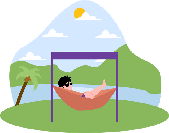 Boy on vacation Illustration