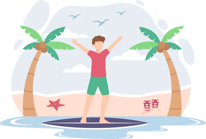 Boy on vacation Illustration
