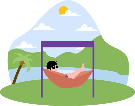 Boy on vacation  Illustration