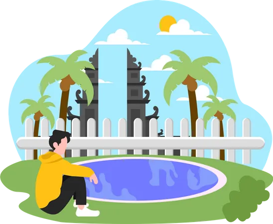 Boy on vacation  Illustration