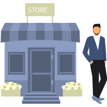 Boy Opened Store  Illustration