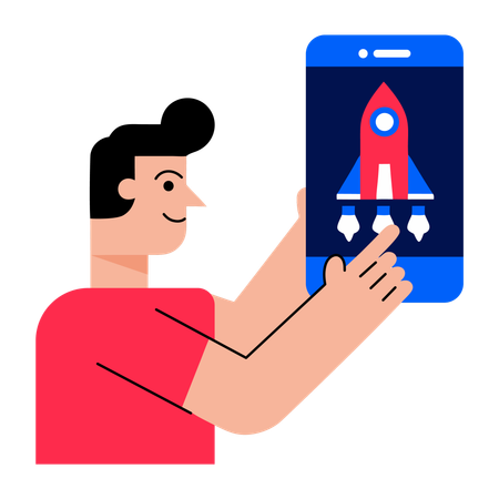 Boy optimising app  Illustration