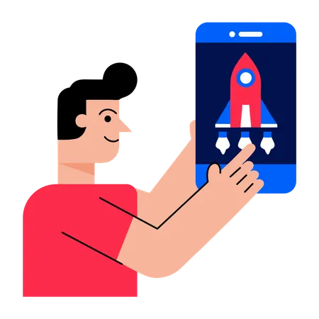 Boy optimising app  Illustration