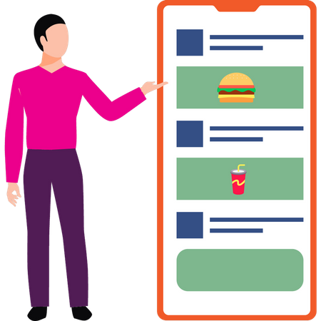 Boy ordering food online  Illustration
