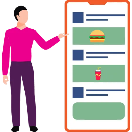 Boy ordering food online  Illustration