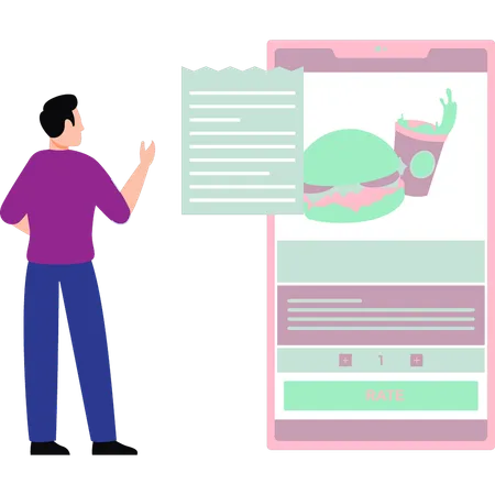 Boy ordering food online  Illustration