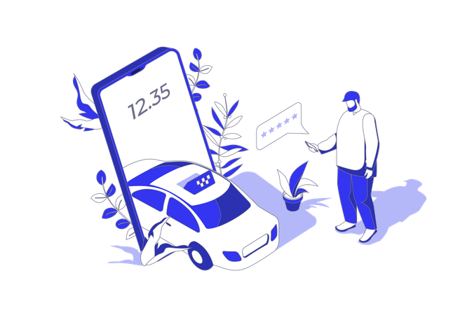 Boy ordering taxi online  Illustration