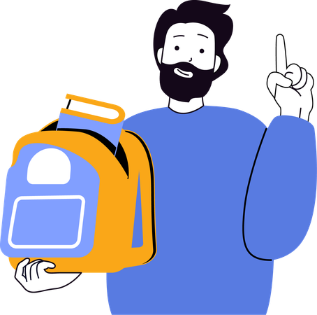 Boy packing book in bag  Illustration