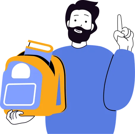 Boy packing book in bag  Illustration