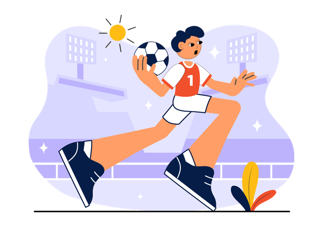 Boy participates in Handball Sports  Illustration