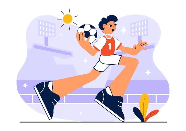 Boy participates in Handball Sports  Illustration