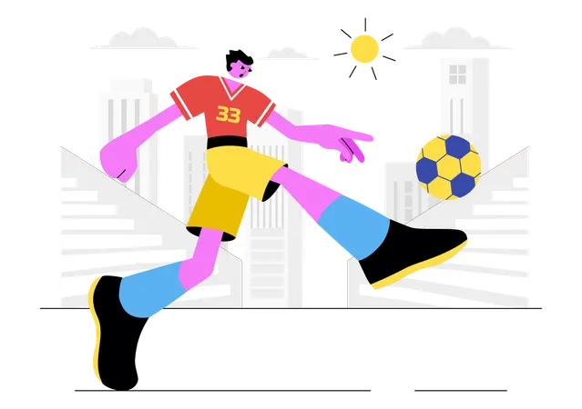 Boy participates in Soccer ball tournament  Illustration