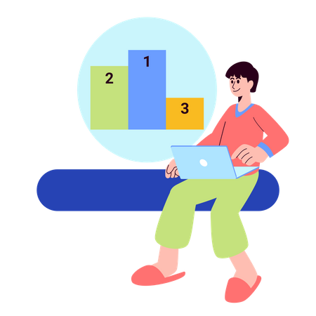 Boy participating in online education quiz  Illustration