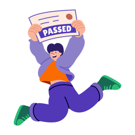 Boy passing exam  Illustration
