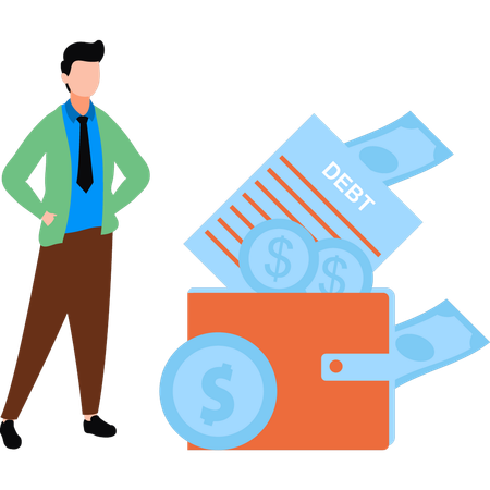 Boy pays debt  Illustration
