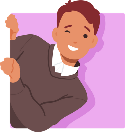 Boy peeking out  Illustration