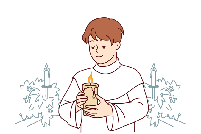 Boy performing christian religious ritual  Illustration