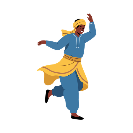フォークダンスを踊る少年  イラスト