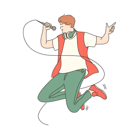Boy performing on stage  イラスト