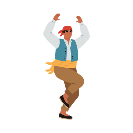 Boy performing Traditional Festival Dance  Illustration