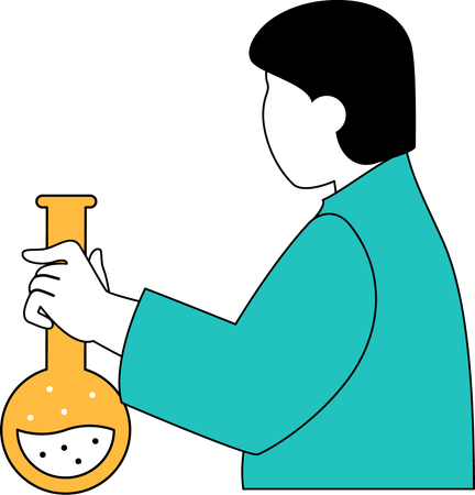 Boy performs lab experiment  Illustration