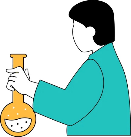 Boy performs lab experiment  Illustration