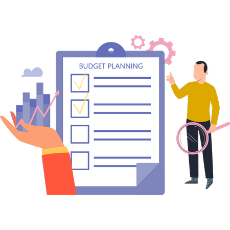 Boy Planning Budget  Illustration