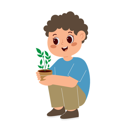 Boy Planting Tree  Illustration