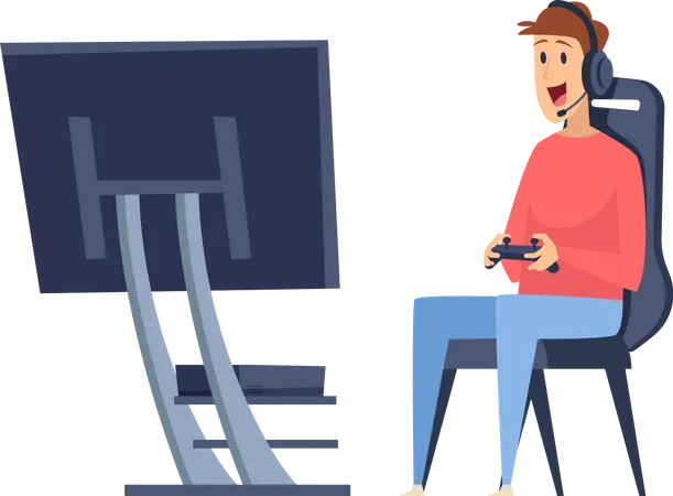 Boy play video game  Illustration