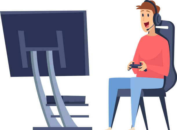 Boy play video game  Illustration