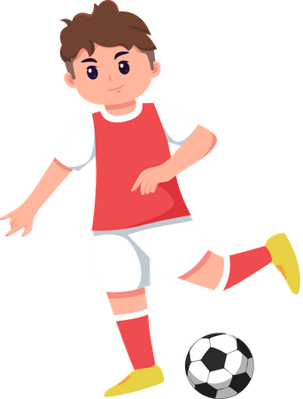 Boy player get ready for kicking football  Illustration