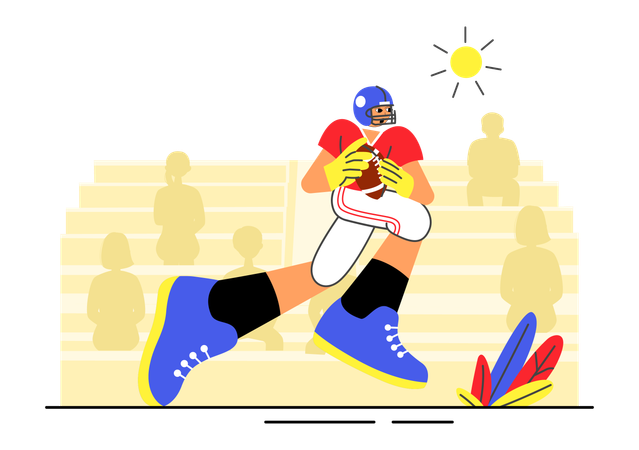 Boy playing american football  Illustration