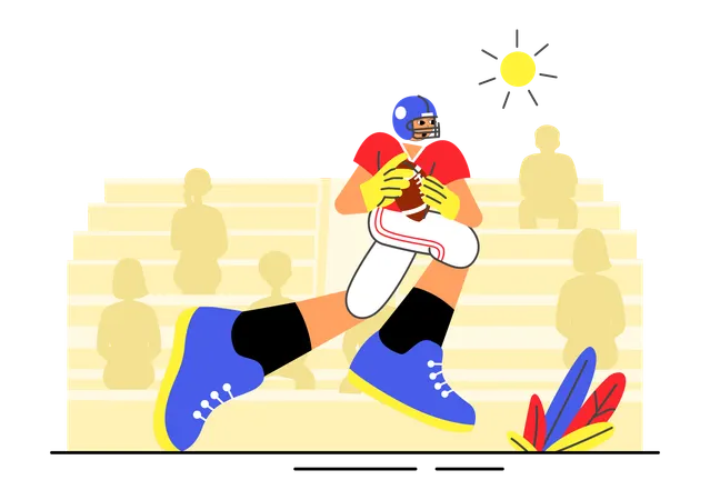 Boy playing american football  Illustration