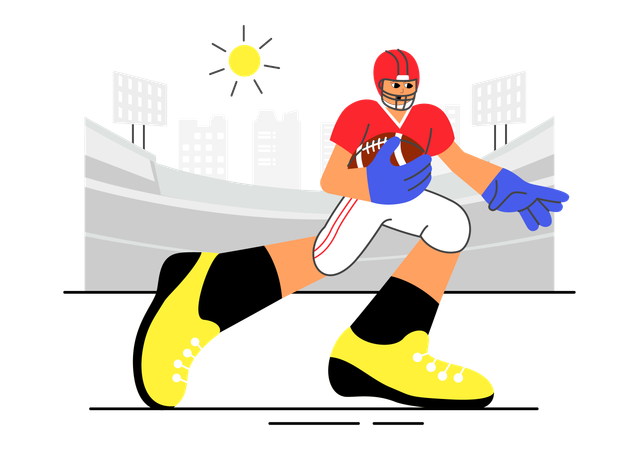 Boy playing american football  Illustration