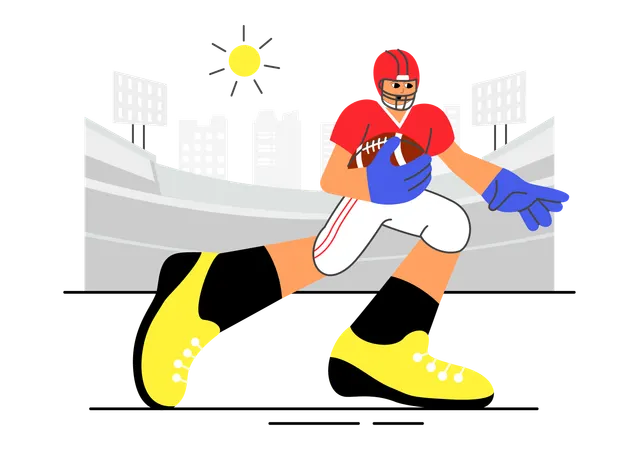 Boy playing american football  Illustration