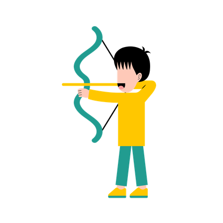 Boy playing archery sport  Illustration