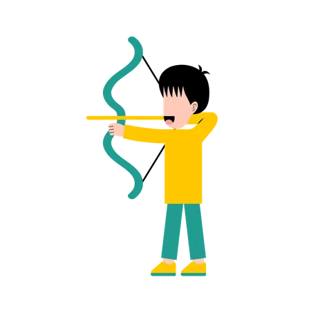 Little Boy Playing Archery Illustration