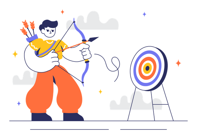 Boy playing archery sport  Illustration