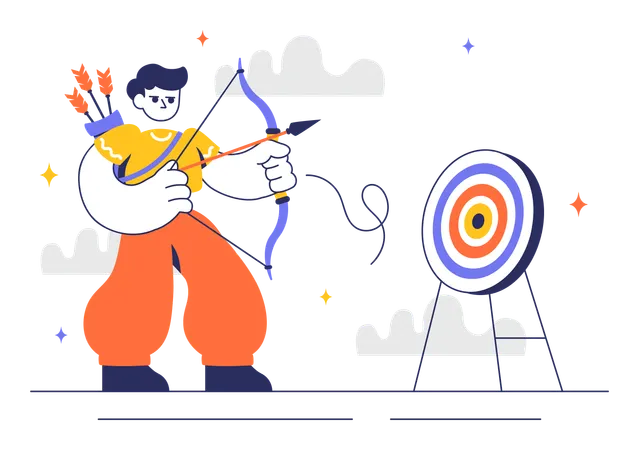 Boy playing archery sport  Illustration