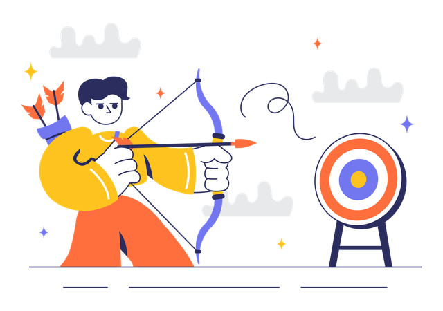 Boy playing archery Sport  Illustration