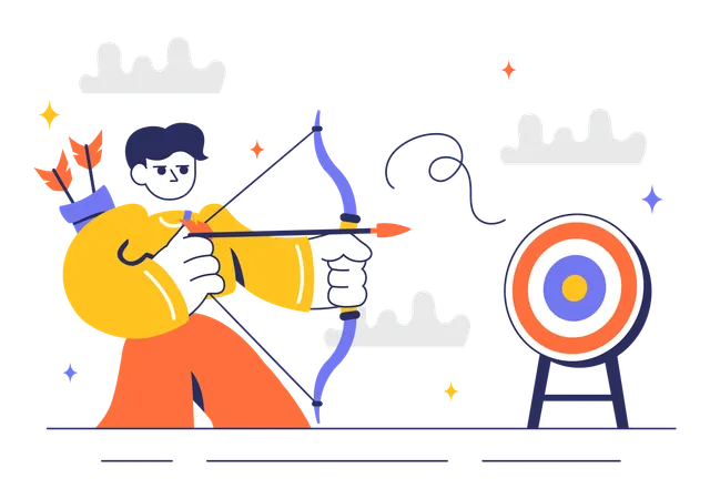 Boy playing archery Sport  Illustration