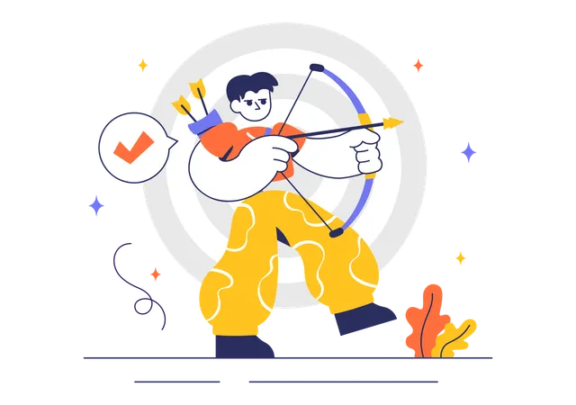 Boy playing archery Sport  Illustration