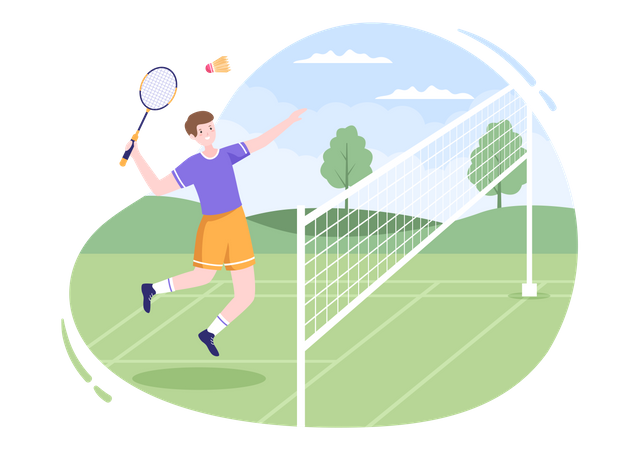 Boy playing Badminton  Illustration