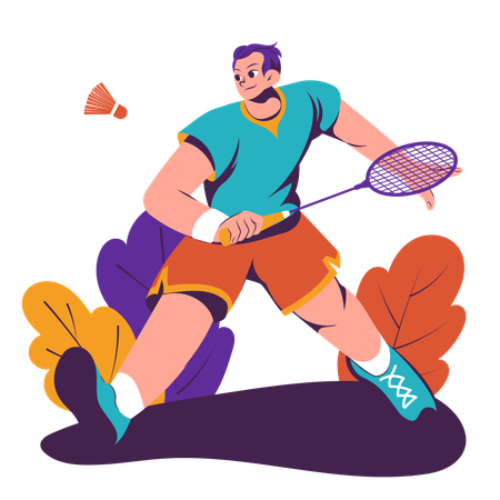 Boy playing Badminton  Illustration